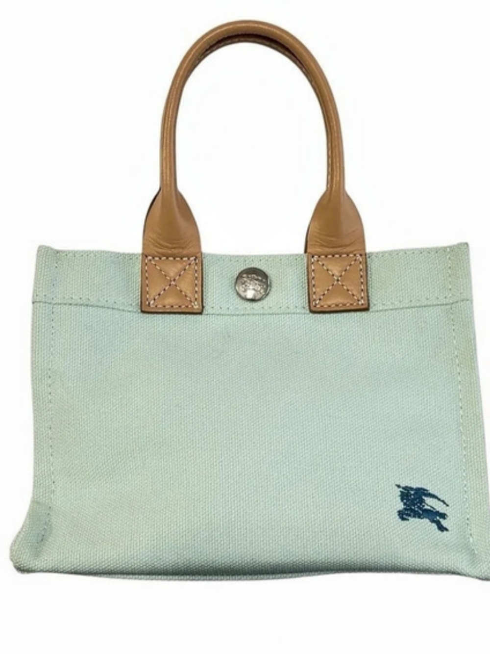 Rare Burberry Mini Pocket Bag Canvas Tote in Green & Brown
